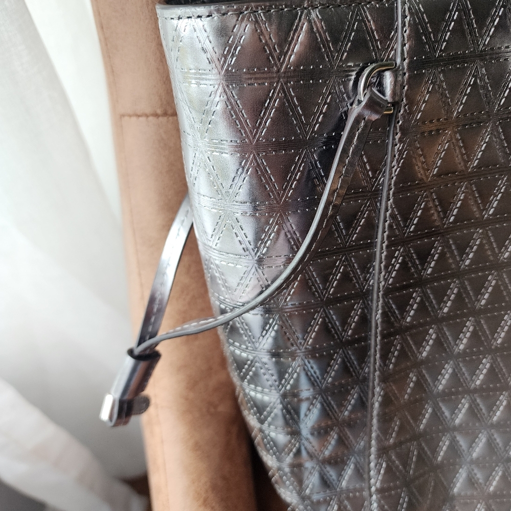 Michael Kors Silver Textured Tote - Picture 3 of 7